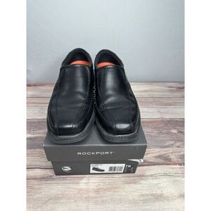Rockport Style Leader‎ 2 Bike Loafers Mens 7M Black Leather Slip On With Box